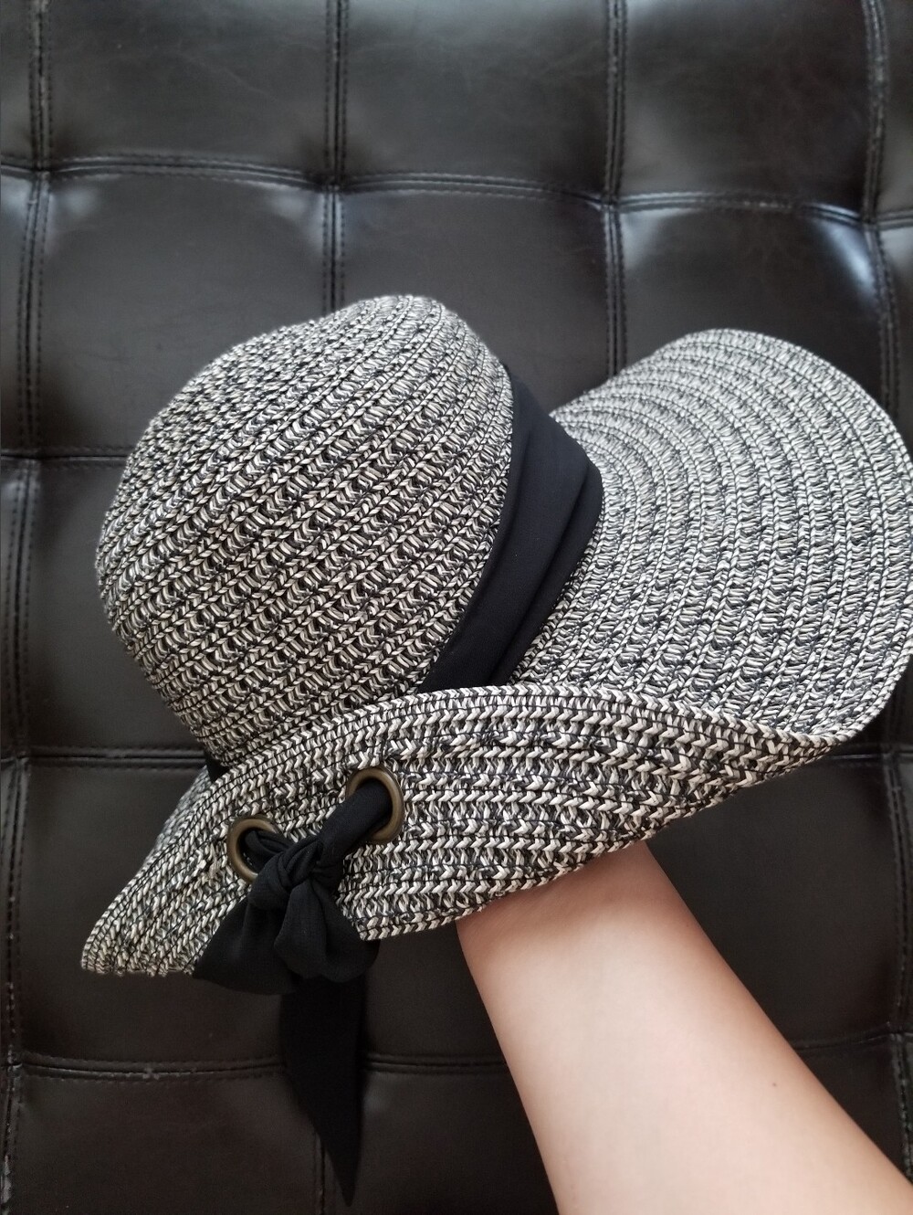 ❗Nine West Black White Wide Brim Sun Hat❗